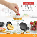 4 Inch Round Tart Pan 8 Pieces, False Bottom Pie Pan, Deep Fluted Tart and Quiche Pan with Removable Bottom - Non-Stick Tart Pan