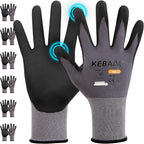 Kebada W2 Work Gloves for Men and Women, Nitrile Coated Working Gloves for Gardening, Construction, Warehouse, Safety Gloves for Work in Yard and Outdoors, 6 Pairs, XS