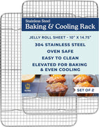 Ultra Cuisine Heavy Duty 100% Stainless Steel Cooling Rack for Cooking and Baking - Baking Rack & Wire Cooling Rack - Fits Quarter and Jelly Roll Sheet Pans - 8.5''x12''' and 10''x14.75''