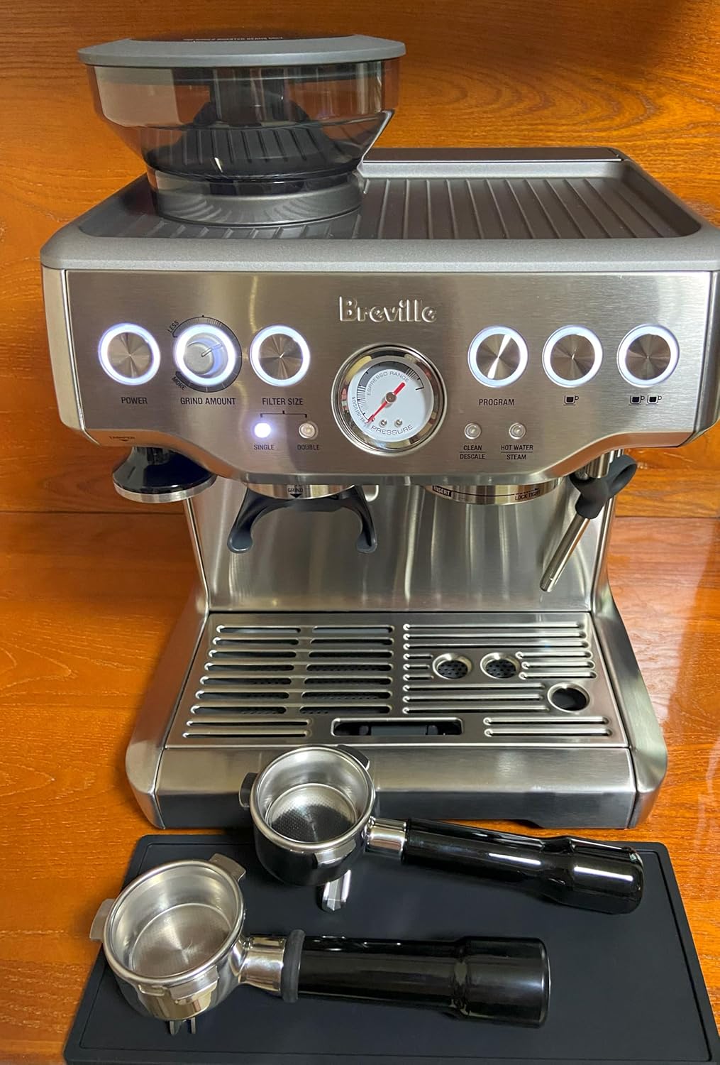 54mm Double Spout Portafilter - Compatible with Breville Barista Express, Bambino, Infuser, Duo Espresso Machines - Double Shot Filter Basket - Plastic