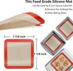 Silicone Baking Mats for 8 inch Square Cake Pan, Non-stick Reusable Cookie Sheet Liner for Baking Pan, Professional Food Grade Oven Liner Sheets Mats for Bread/Toast/Pastry/Cookie/Pie/Pizza 2 PCS 8x8