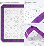 U-Taste 446ºF Heat Resistant Macaron Silicone Baking Mat, Non Stick Reusable Cookies Pastry Sheet Liner with Edge Enhancement Circle Measurement for Oven (Half Sheets Size, Pack of 2, Purple)