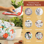 Maison d' Hermine Pot Holders Set 100% Cotton Heat Resistant Potholders 8" x 8" Hot Pads with Loop BBQ, Cooking, Baking, Grilling, Kitchen, Handling Hot Pans (Pack of 2, Chromo)