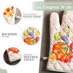 Maison d' Hermine Oven Gloves 100% Cotton Oven Mitt 7" x 13" with Loop Heat Resistant, BBQ, Cooking Gloves, Baking, Grilling, Kitchen, Handling Hot Pans (Pack of 1, Lumina)