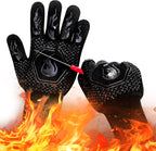 BBQ Fireproof Gloves, Grill Cut-Resistant Gloves 1472°F Heat Resistant Gloves, Non-Slip Silicone Oven Gloves, Kitchen Safe Cooking Gloves for Oven Mitts,Barbecue,Cooking, Frying,13.5 Inch-Black