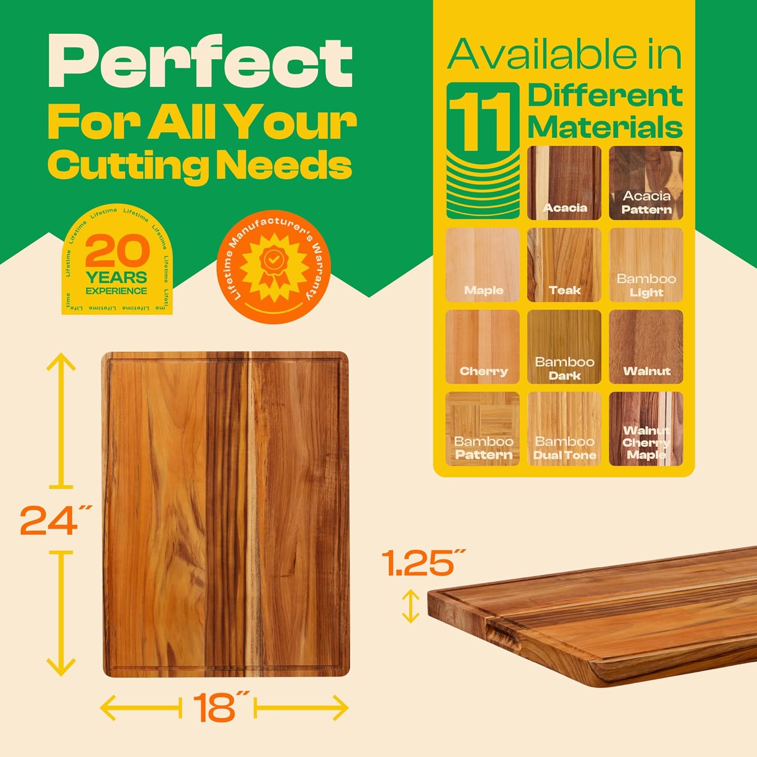 Riveira Teak Wood Cutting Board – Gourmet Teak Grandeur: 24 x 18 Wooden Cutting Board – Natural Wooden Cutting Boards For Kitchen Decorative – Innovative Juice Grooves Teak Wooden Chopping Board