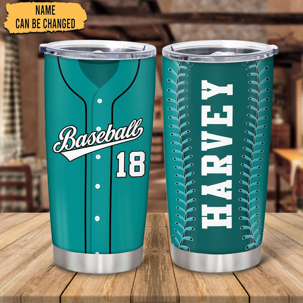 Hyturtle Personalized Baseball Tumbler Baseball Players Design Stainless Steel Double Walled Vacuum Insulated Tumblers 20oz30oz Coffee Travel Mug Cup Christmas Gift For Men Boys Friends Dad Sports Fan