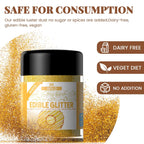 Edible Glitter Set - 4 Colors Food Grade Edible Drink Glitter for Cake Strawberries Drink Dust Shimmering, Vegan Food Coloring Sprinkle for Chocolates, Fondant Pops (3g per Bottle)