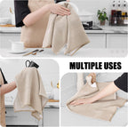 Homaxy Premium Kitchen Towels(18”x 28”, 8 Pack), Large Cotton Kitchen Hand Towels, Flat and Terry Dish Towels, 380 GSM Highly Absorbent Tea Towel Set with Hanging Loop, Khaki