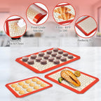 Baking Sheet with Silicone Baking Mat Set,CEKEE Stainless Steel Baking Sheet Pan Tray, Cookie Sheets for Baking, 6PCS Baking Supplies Bakeware Sets for Oven Making Cookies, Macaroons, Bread