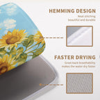 Summer Sunflower Dish Drying Mat for Kitchen Counter Watercolor Rustic Sunflowers Kitchen Dishes Dryer Pad Absorbent Matt Microfiber Washable Foldable Reusable Large 18x24 in