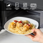 fMBB Ceramic Large Soup Bowls, 8.6 Inches, Modern 4-Piece Deep Salad Plates Set, Porcelain Square Plates, for Fruit, Cereal, Dessert, Snack - White