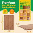 Riveira Brown Bamboo Wood Cutting Board – Gourmet Bamboo Grandeur: 20 x 14 Wooden Cutting Board – Wooden Cutting Boards For Kitchen Decorative – Innovative Juice Grooves Wooden Chopping Board