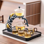Glass Teapot Set with Infuser Semi Automatic Tea Set Magic Teapot (Dolphins)