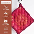 Maison d' Hermine Pot Holders 100% Cotton Heat Resistant Potholders 8" x 8" Hot Pads with Loop BBQ, Cooking, Baking, Grilling, Kitchen, Handling Hot Pans (Pack of 1, Versailles)