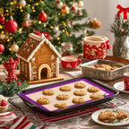 4 Pack Silicone Baking Mat, Non-Stick Silicone Baking Sheet, Food Safe Silicone Mats for Baking, 480℉ Heat Resistant, 2 Half & 2 Quarter (Purple, Blue, Grey)