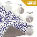 Boho Ethnic Design Dish Drying Mat for Kitchen Counter,Blue Bohemian Mandala Drying Mat 18 x 24 Inch with High Absorbent Reversible Microfiber Dish Drying Pad Dish Rack Pad Drainer Mat for Coffee Bar