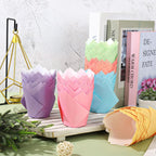 180Pcs Pastel Tulip Cupcake Liners Colorful Muffin Baking Cups Pink Blue Purple Yellow Orange Green Cupcake Wrappers for Spring Easter Holiday Party Supplies