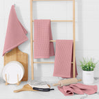 Homaxy 100% Cotton Waffle Weave Kitchen Dish Towels, Ultra Soft Absorbent Quick Drying Cleaning Towel, 13 x 28 Inches, 6-Pack, Dried Rose