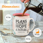 Christian Art Gifts Floral Ceramic Coffee Mug – 14 oz. Lead and Cadmium-free, Non-Toxic Inspirational Scripture Coffee and Tea Mug for Women with Bible Verse: Plans to Give You A Hope –Jeremiah 29:11