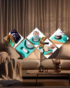 Couch Cup Holder Tray, Handy Soft Silicone Acacia Wooden Couch Caddy for Bed Car Seat Beach Organizer, Waterproof Anti-Spill Sofa Cup Holder for Snacks Beverage Remote (Green)