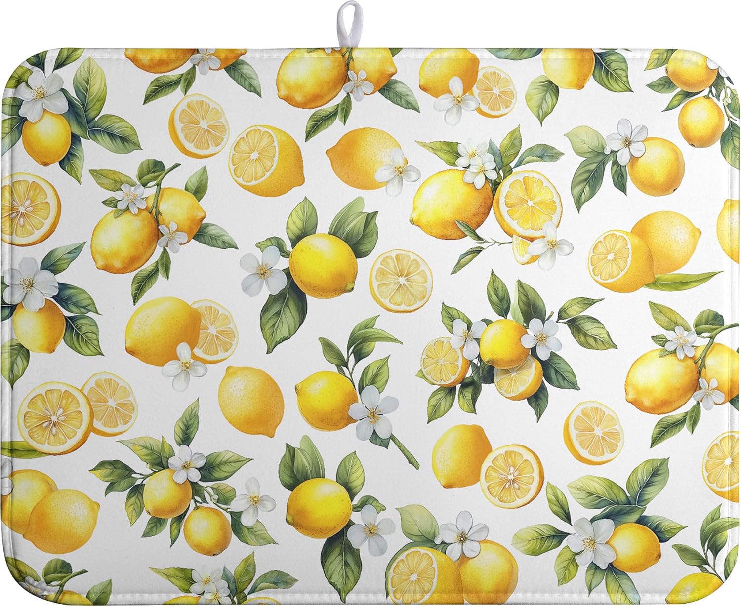 Lemon Dish Drying Mat Spring Summer Kitchen Dish Drying Pad Absorbent Drying Mat for Countertops Dish Dryer Mat Microfiber Dishes Drainer Pad Dish Drying Rack Mat (18x24 in)