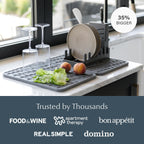 Dorai Home Collapsible Dish Drying Rack and Stone Dish Pad – Large Foldable Drying Rack with Instant - Dry Stone Mat –Space-Saving Drainer Rack for Kitchen Counter - 24.6" x 16.5", Slate