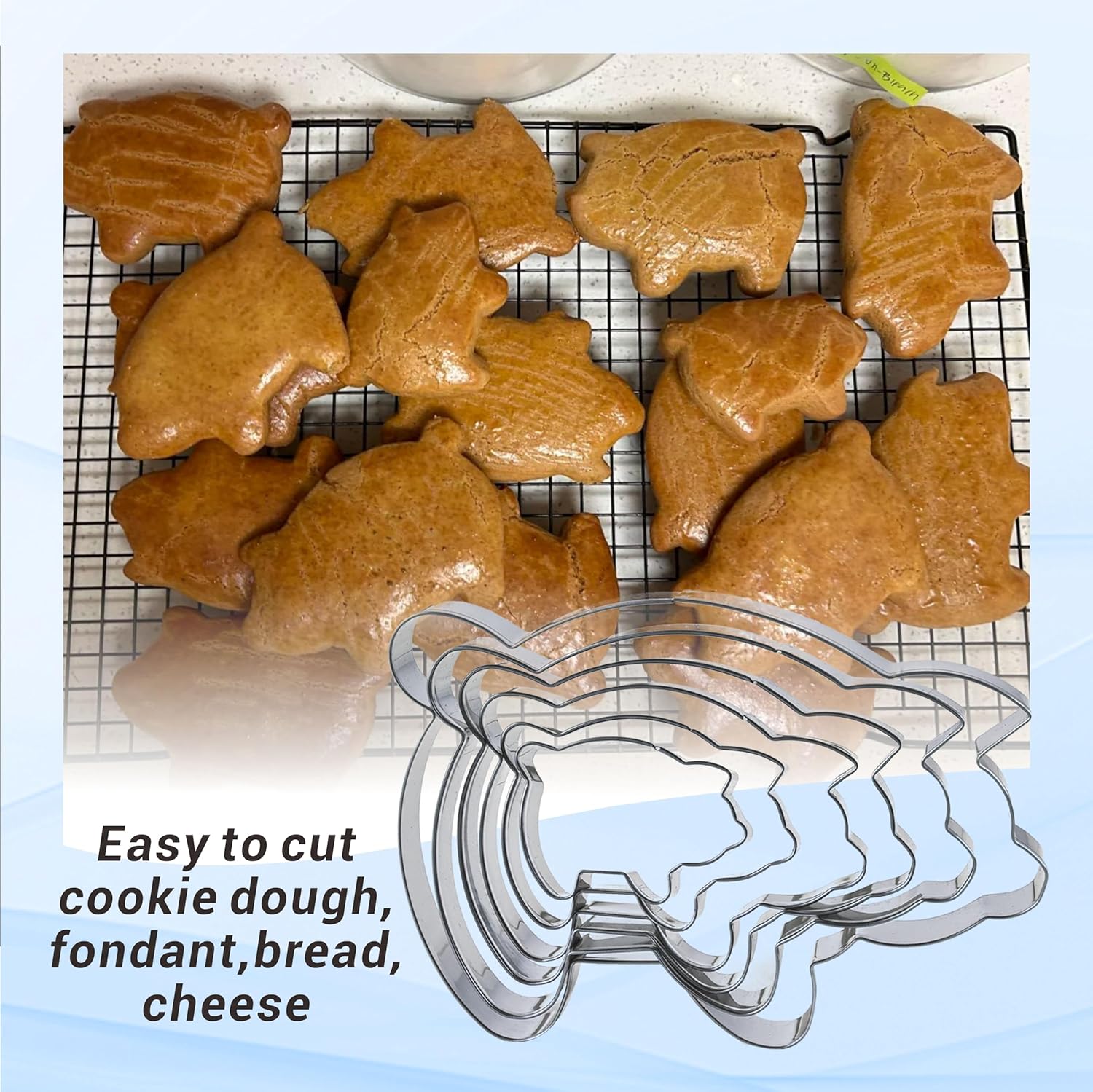 6PC Stainless Steel Pig Cookie Cutters Mexican - 5.5", 4.5", 4", 3.5", 2.5", 2.0"，Perfect for Mexican Concha Bread - Concha Cutter and Concha Stamp，Baking Tools for Pig Shaped Pastry and Bread Making