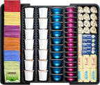 Lifewit Coffee Pod Holder Drawer Organizer, Expandable Coffee Pods Storage Drawers Insert for Tea Bags, Bar Organizer Compatible with K Cup, Nespresso OriginalLine, VertuoLine Capsules Black