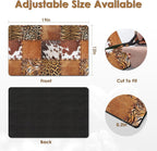 Arttown Coffee Mat for Countertops, Cow Tiger Leopard Patchwork Tribal Art Dish Drying Mat 2 Pcs for Kitchen Bar Accessories, Coffee Maker Espresso Machine Dish Rack Hide Stain Rubber 12x19in
