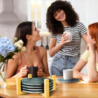 Black Nature Stone Coasters Set of 4, Slim Round Drink Coasters for Coffee Table Anti-Scratch, Boho Desk Décor for Office Bar Kitchen and Home, Protect Wood Glass Surfaces (4pack)