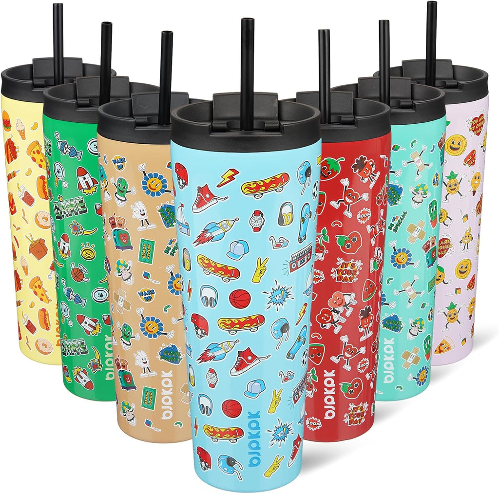 BJPKPK 26oz Insulated Tumbler With lid And Straw Stainless Steel Tumblers Travel Coffee Mug Reusable Thermal Cup,Playground