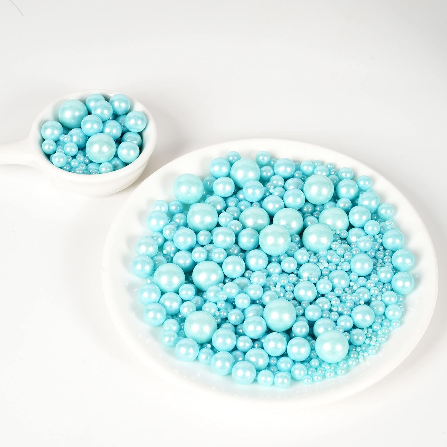 Kasvan Blue Pearl Sugar Sprinkles - Edible Candy Pearls 130g/4.58 Oz, Mix Size, Baking Cake Decorations, Ice Cream Toppings and Cookie Decorating, Wedding Party Chirstmas Supplies