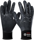 KAYGO Winter Waterproof Work Gloves for Men and Women, 3 Pairs Thermal Insulated Freezer Rubber Coated Gloves,Super Grip,KG160, S, Black,