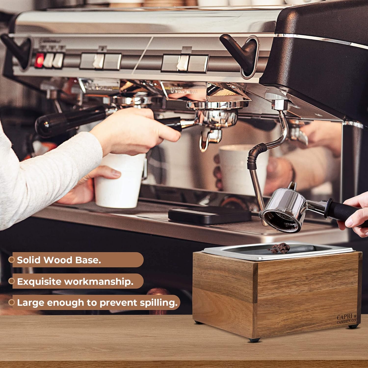 Knock Box | Large Capacity Espresso Knock Box | Non-Slip Base Knock Box Espresso | Coffee Knock Box | Shock Absorbant Espresso Knock Box and tamp station | Knock box for espresso coffee grounds