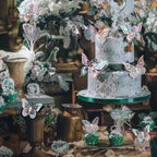 SAOROPEB 3D Wall Decor - 48 Pcs, 4 Styles, 3 Sizes - Laser Pink Butterfly Decorations for Birthday Parties, Removable Stickers