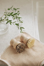 Jungle Culture Kitchen Dish Scrubber Set of 2 • Bamboo Dish Brush for Washing Pots, Pans, Dishes & Plates • Natural Bristle Wooden Brushes for Washing Up • Zero Waste Firm & Soft Eco Scrub Brush