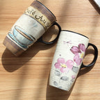 Topadorn Ceramic Travel Mug Latte Mug 17 oz. Coffee Cup with Sealed Lid and Gift Box, Set of 2