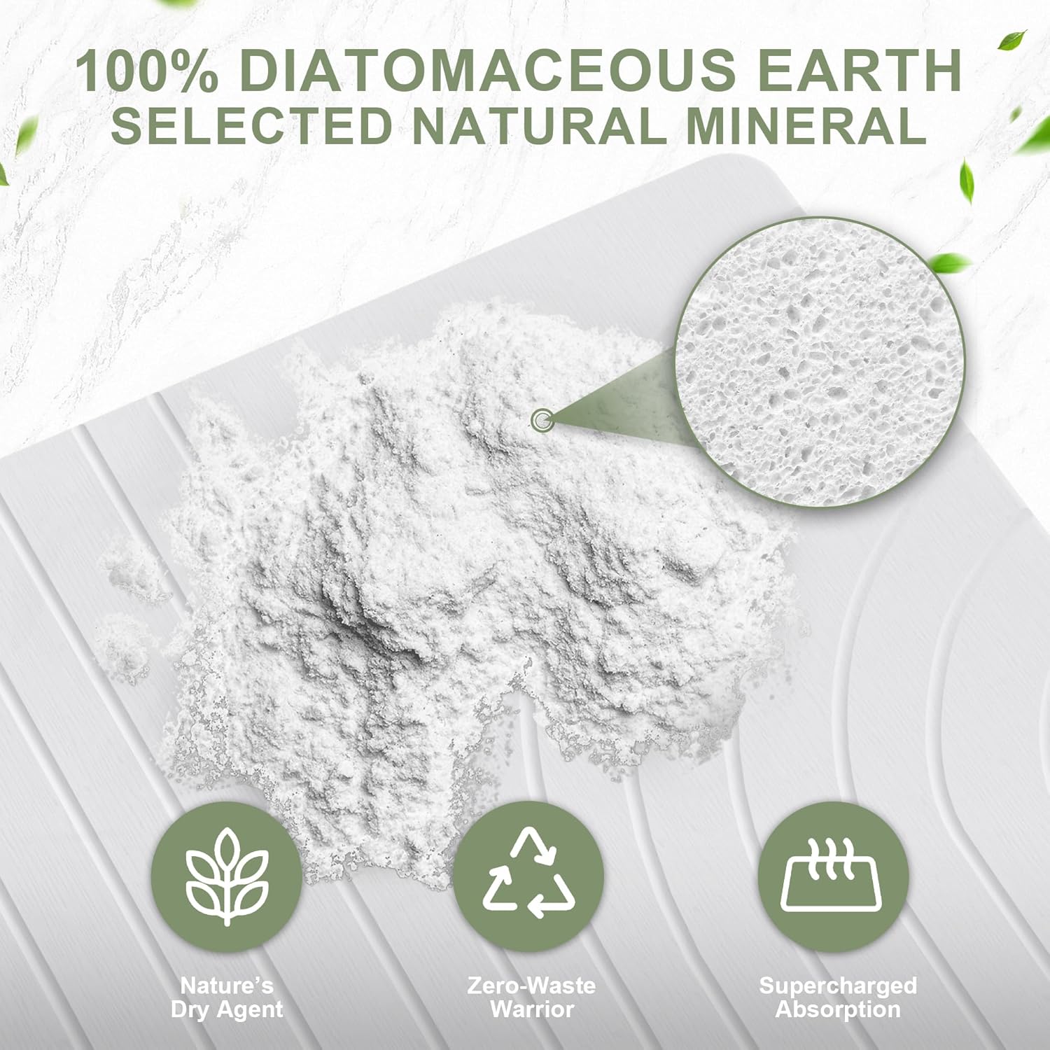 Large Stone Drying Mat for Kitchen Counter, 24" × 16" Diatomite Dish Drying Mat, Quick Dry Stone Mats, Ultra Absorbent Natural Diatomaceous Earth Mats for Dished, Bottles, White