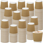 500 Pack Paper Espresso Coffee Cups, 4 oz Disposable Coffee Cups,Corrugated Insulated Ripple Wall, Paper Ripple Cup for Coffee, Hot Chocolate and Hot Tea Drinks -Champagne