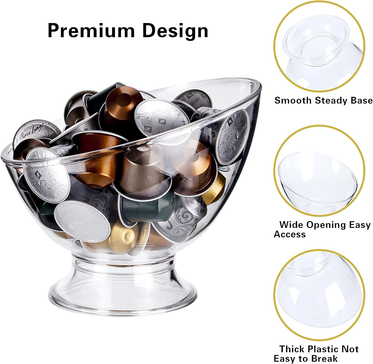 MOLFUJ Coffee Pod Holder, Clear K Cup Holder Plastic, Espresso Pod Holders for Counter Small, Pod Storage for K Cups, Vertuo Capsule Creamer Organizer for Coffee Bar