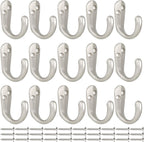 IBosins 15PCS Coat Hooks Wall Mounted Single Prong Robe Hook for Hanging Towel Hooks with 30 Screws for Bags, Hat, Cap, Scarf, Cup (Silvery)