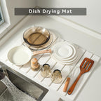 Large Stone Dish Drying Mat for Kitchen Counter, 24" x 16"Fast Dry Stone Mat, Super Absorbent Dish Drying Mat, Drying Board Diatomaceous for Kitchen, Utensils, Fruits, Instant Drying Stone Mat, White