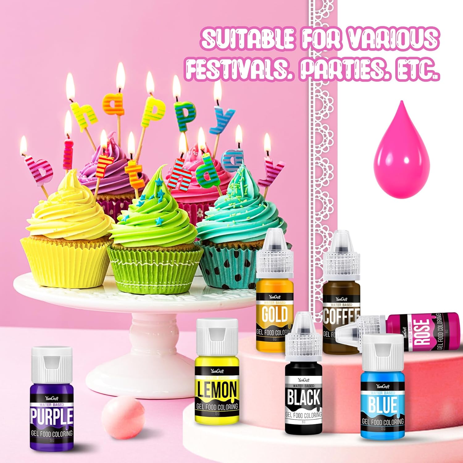 Food Coloring Gel Set - 22Vibrant Color Gel Food Coloring for Cake Decorating, Baking, Easter Egg, Icing - Tasteless Food Color Dye for Fondant, Cooking, Slime, Airbrush - 0.2 Fl. oz (6 ml)/Bottles