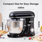 Kitchen in the box Stand Mixer - 6.5 Quart Mixing Bowl with Handle, 900 Watt Heavy Bread Dough Standing Mixers Tilt-head with Dough Hook, Whisk, Flat Beater and Splash Guard (Black)