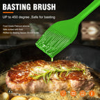 Walfos Silicone Basting Pastry Brush, Heat Resistant Pastry Brush Set, Strong Steel Core and One-Pieces Design, Perfect for BBQ Grill Baking Kitchen Cooking,BPA Free and Dishwasher Safe,2Pcs (green)