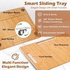 Joy&Grace Appliance Slider for Kitchen Appliances 360° Rolling Sliding Tray for Coffee Maker Countertop, Bamboo Coffee Pot Slider Rolling Tray (Natural, Medium 14.5" x 10")