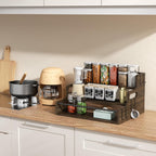 3-Tier Liquor Bottle Display Shelf, Bar Stand for Whiskey, Spirits, Coffee Syrup Rack Organizer, Countertop Wine Rack for Home, Mini Coffee Bar, Small Liquor Cabinet and Kitchen Dark Brown