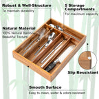 Silverware Organizer Kitchen Drawer Organizer Utensil Organizer Acacia Silverware Holder Cutlery Organizer in Drawer Flatware Organizer Tray(5 slots, Acacia