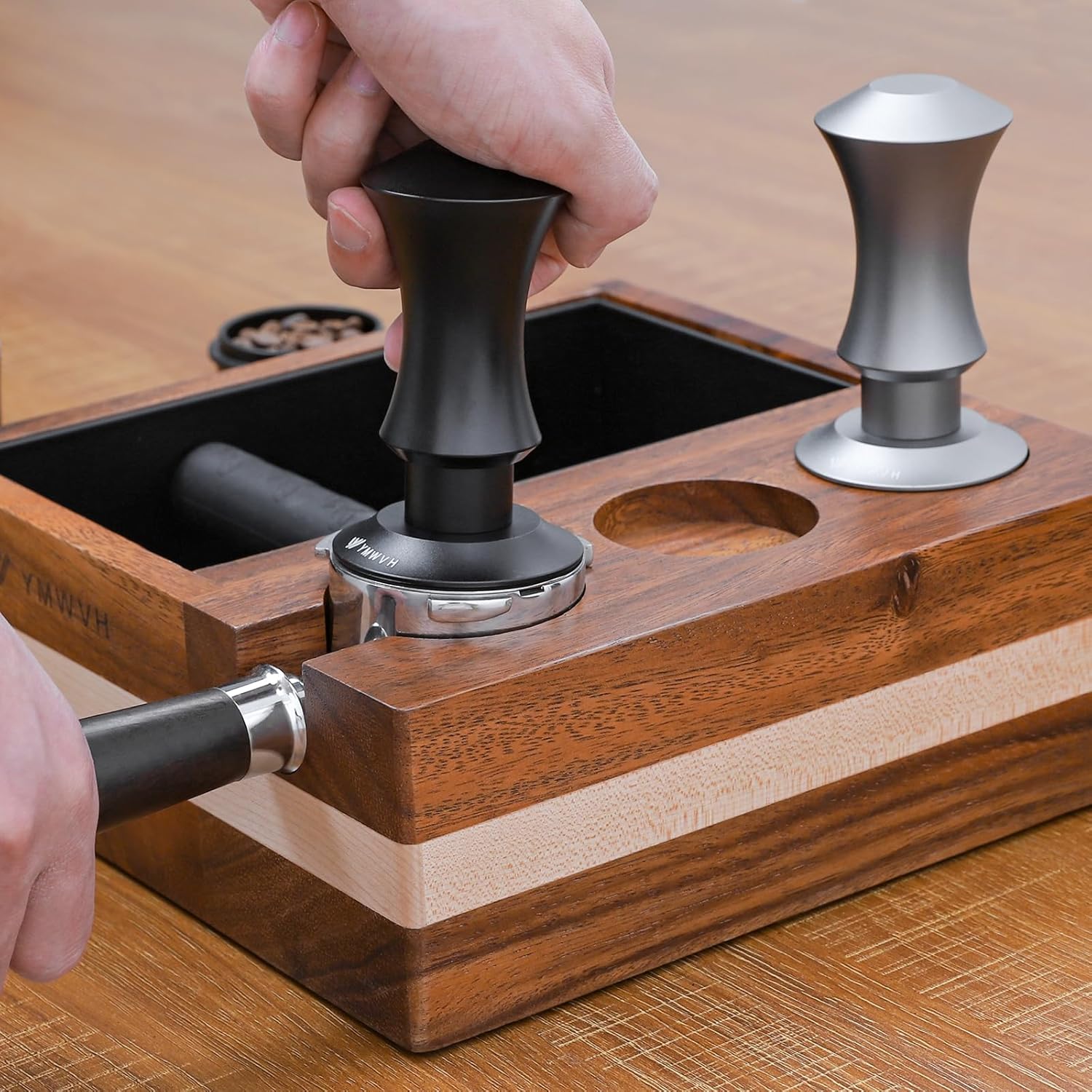 Espresso Tamper 58.3mm with 20lb/30lbs Replacement Springs Tamper Black, Premium Barista Coffee Tamper With 100% Stainless Steel Ripple Base, Compatible with Rancilio, Gaggia Portafilter, E61 Group